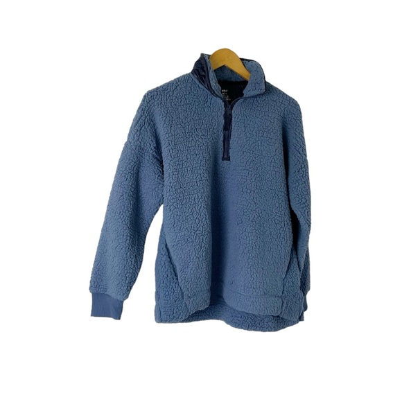 aerie Jackets & Blazers - Aerie Quarter Zip Sherpa Pullover Sweater Size XS Blue